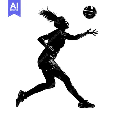 Silhouette of a female athlete reaching for a volleyball