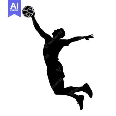 Aset premium populer: Silhouette of a Volleyball Player Spiking the Ball