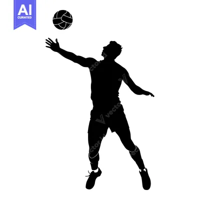 Black and White Silhouette of a Volleyball Player Spiking the Ball