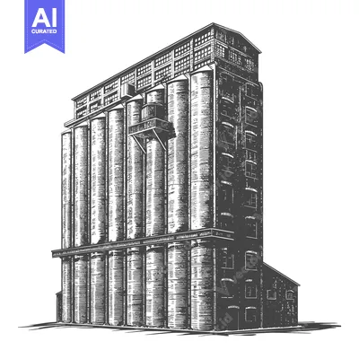 Popular premium asset: A tall industrial building with cylindrical storage silos prominently