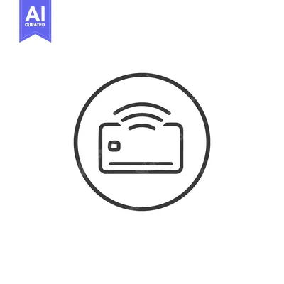 Aset desain premium: Contactless Payment Icon: Credit Card with Wireless Symbol in Circle,