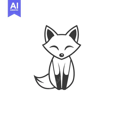 Aset premium populer: Simple Black and White Cartoon Illustration of a Sitting Fox