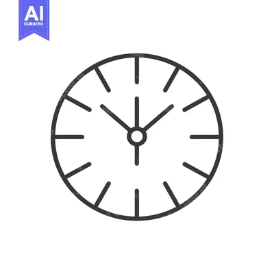 Simple Black and White Clock Outline Icon