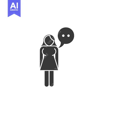 Aset premium populer: Simple black and white icon of a woman speaking
