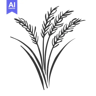 Aset desain premium: Simple Black and White Illustration of Wheat Stalks