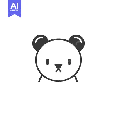 Aset premium populer: Simple Black and White Line Art Illustration of a Panda's Face