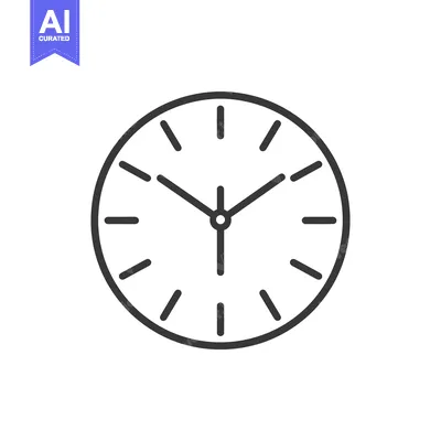 Premium design asset: Simple Black and White Line Drawing of a Clock Face