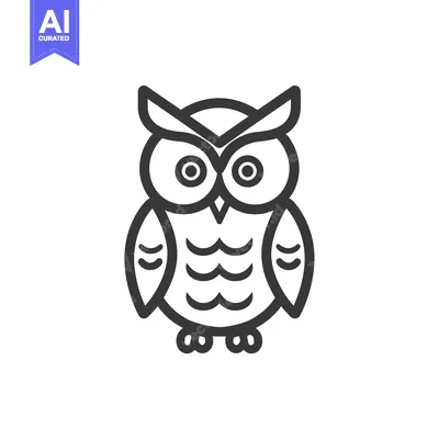 Aset premium populer: Simple Black and White Line Drawing of an Owl
