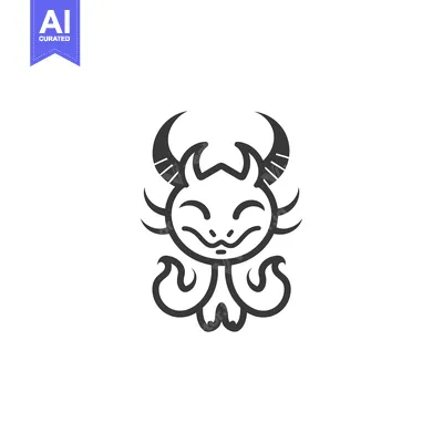 Simple Black and White Line Drawing of a Smiling Dragon