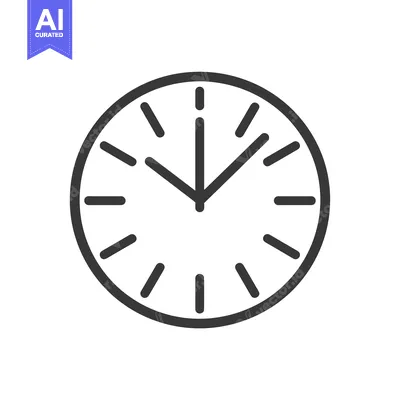 Aset desain premium: Simple Black and White Outline Clock Face Icon