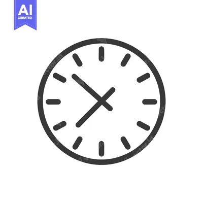 Aset desain premium: Simple Black and White Outline Clock Icon