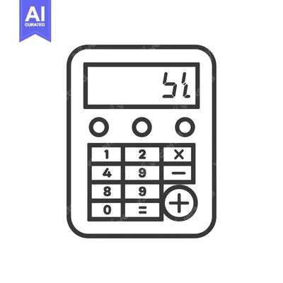 Simple Black and White Outline Icon of a Calculator