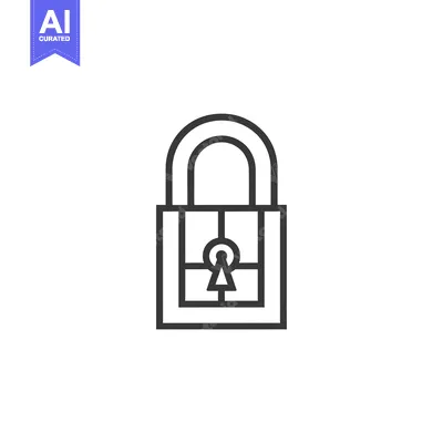 Simple Black and White Outline Illustration of a Padlock