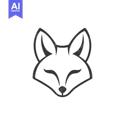 Simple Black and White Outline of a Fox Head