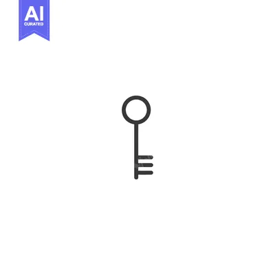 Simple Black and White Outline of a Key
