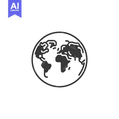 Simple Black and White Outline of the Earth