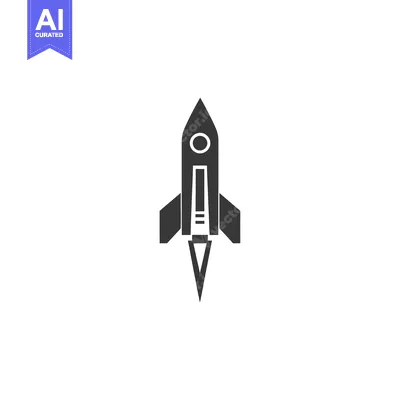 Simple black and white rocket icon with flames