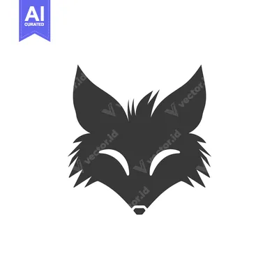 Simple Black and White Silhouette of a Fox's Face