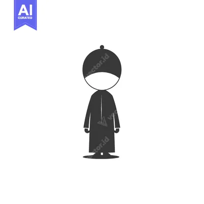 Simple black and white silhouette of a person wearing a traditional Is