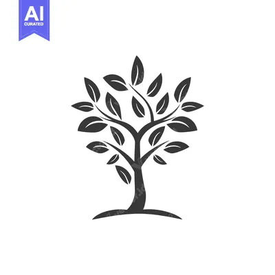 Premium design asset: Simple Black and White Silhouette of a Tree with Many Leaves