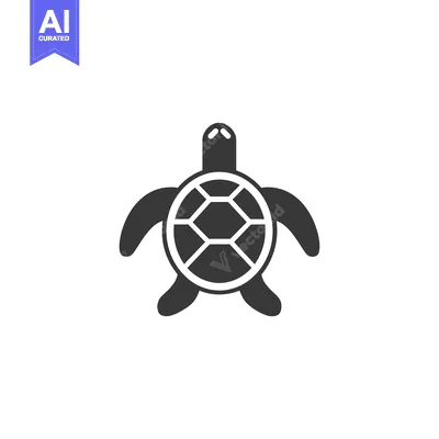 Simple Black and White Silhouette of a Turtle