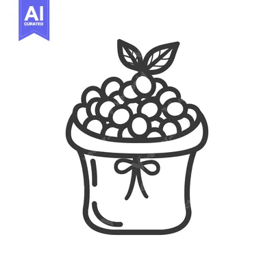 A Bag of Berries with a Bow and Leaves