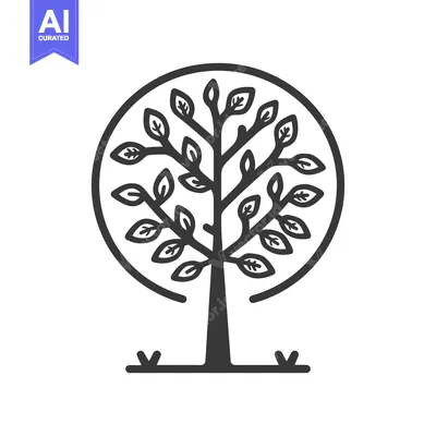 Popular premium asset: Simple Black Line Drawing of a Tree with Leaves