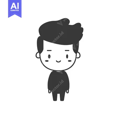 Aset premium populer: Simple Cartoon Illustration of a Smiling Boy