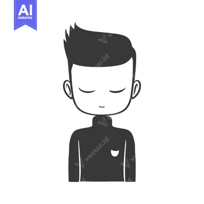 Simple Cartoon Illustration of a Young Man with Short Hair