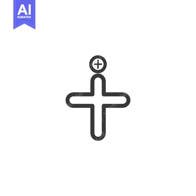 Simple Cross Icon with Plus Sign on Top
