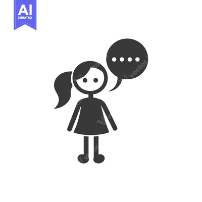 Aset premium populer: Simple Illustration of a Girl with a Speech Bubble