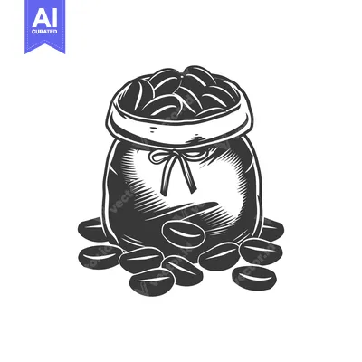 A Bag of Coffee Beans with Scattered Beans Around It