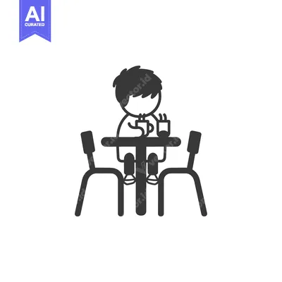 Aset premium populer: Simple Illustration of a Person Sitting at a Table and Drinking from a