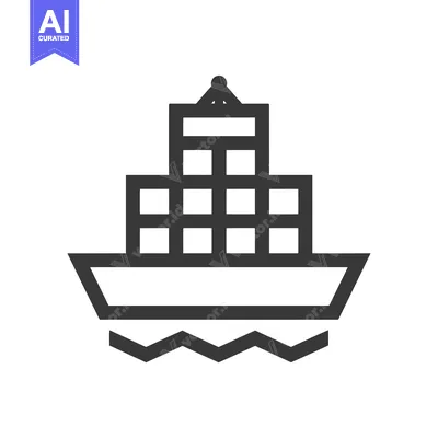 Popular premium asset: Simple Line Art Icon Depicting a Cargo Ship