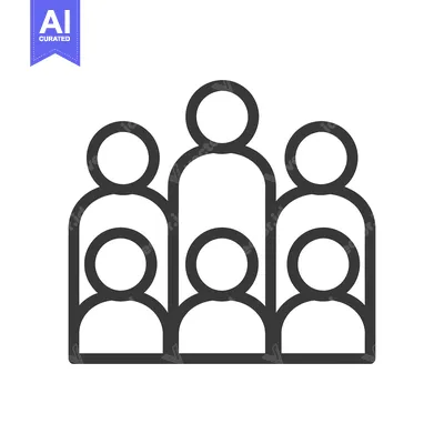 Aset desain premium: Simple Line Art Icon of a Group of People