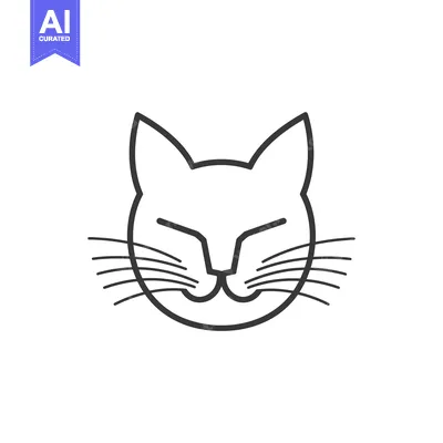 Aset premium populer: Simple Line Art Illustration of a Cat's Face