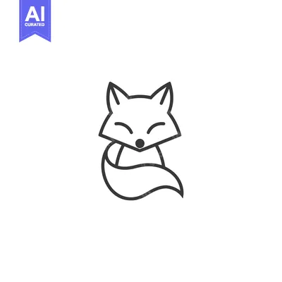 Aset premium populer: Simple Line Art Illustration of a Cute Sitting Fox