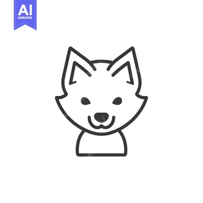 Aset desain premium: Simple Line Art Illustration of a Dog's Head