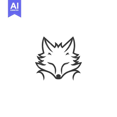 Simple Line Art Illustration of a Fox's Face