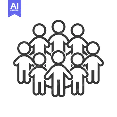 Aset desain premium: Simple Line Art Illustration of a Group of People