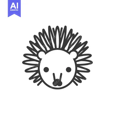 Simple Line Art Illustration of a Hedgehog's Face