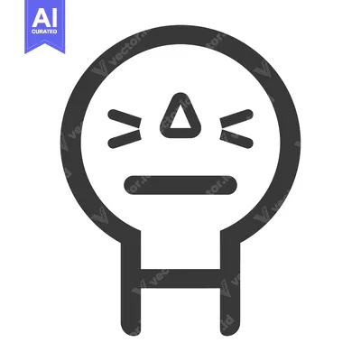 Simple Line Art Illustration of a Light Bulb with a Face