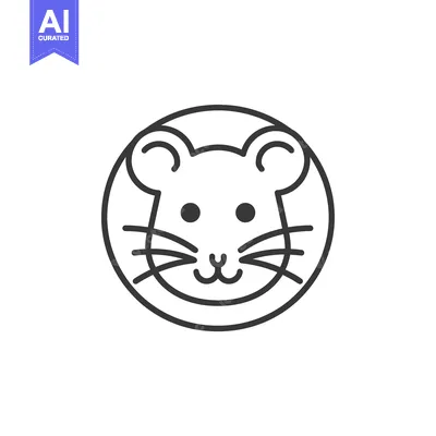 Simple Line Art Illustration of a Mouse's Face