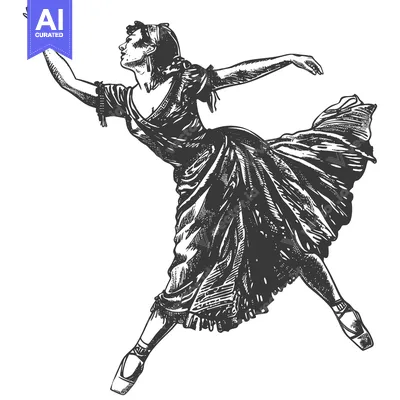 A Ballerina in Mid-Leap, Wearing a Flowing Dress