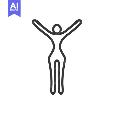 Simple Line Art Illustration of a Person with Arms Raised