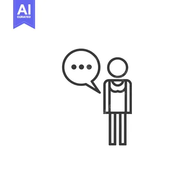Aset premium populer: Simple Line Art Illustration of a Person with a Speech Bubble