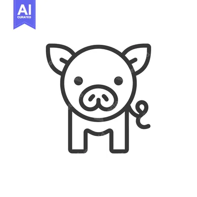 Aset premium populer: Simple Line Art Illustration of a Pig with a Curled Tail