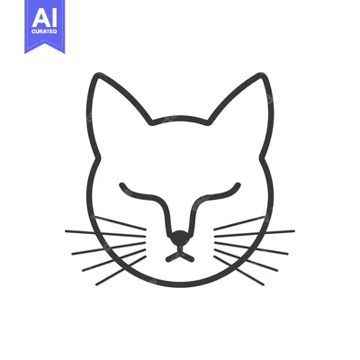 Aset premium populer: Simple Line Art Illustration of a Sleeping Cat's Face