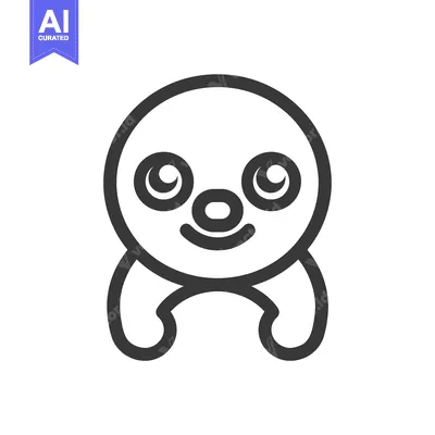 Simple Line Art Illustration of a Smiling Sloth