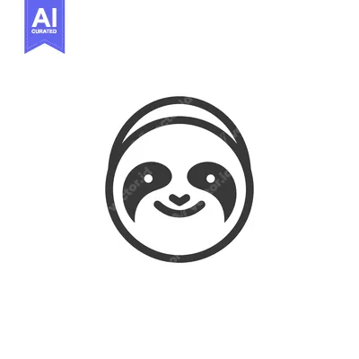 Simple Line Art Illustration of a Smiling Sloth Face